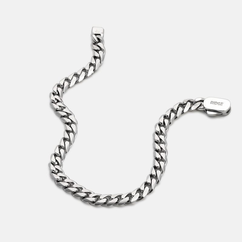 6mm Curb Bracelet - Platinum - Medium