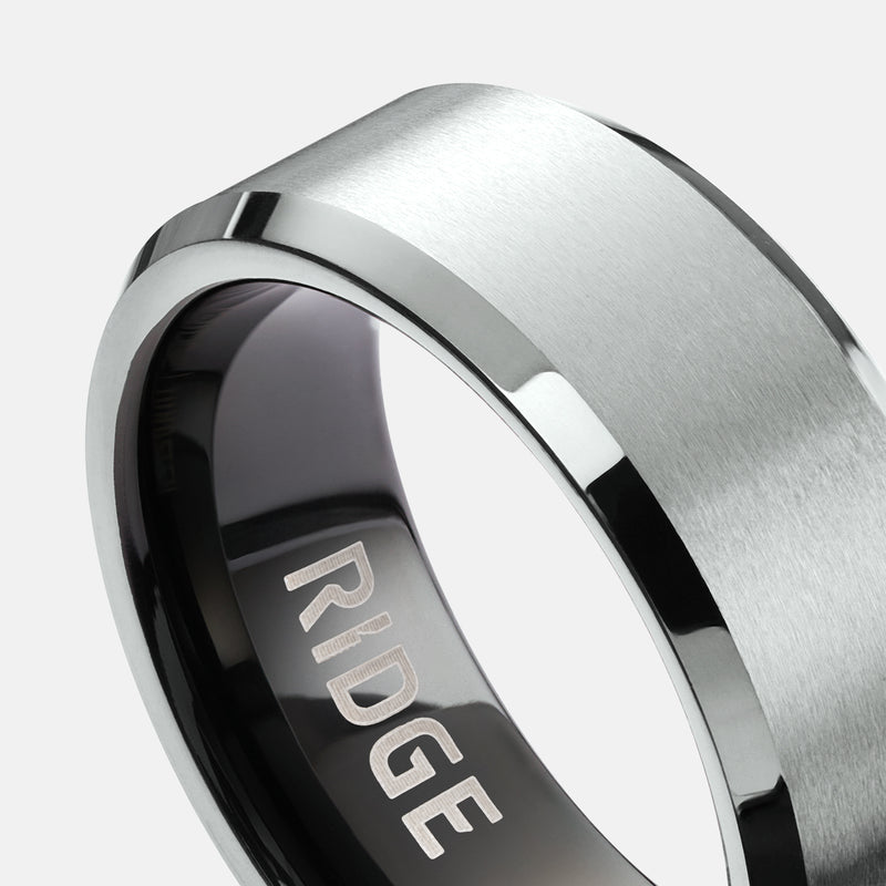 8mm Beveled Ring Set - Platinum