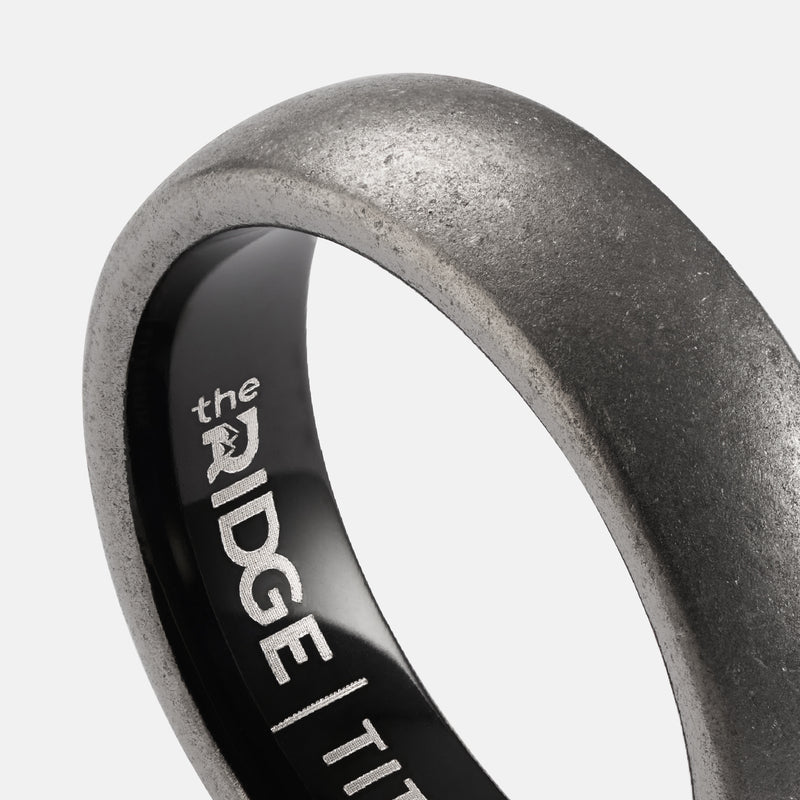6mm Rounded Ring Set - Stonewashed Titanium