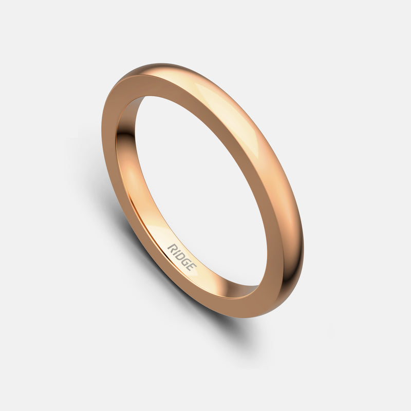 2mm Rounded Ring Set - 14K Rose Gold