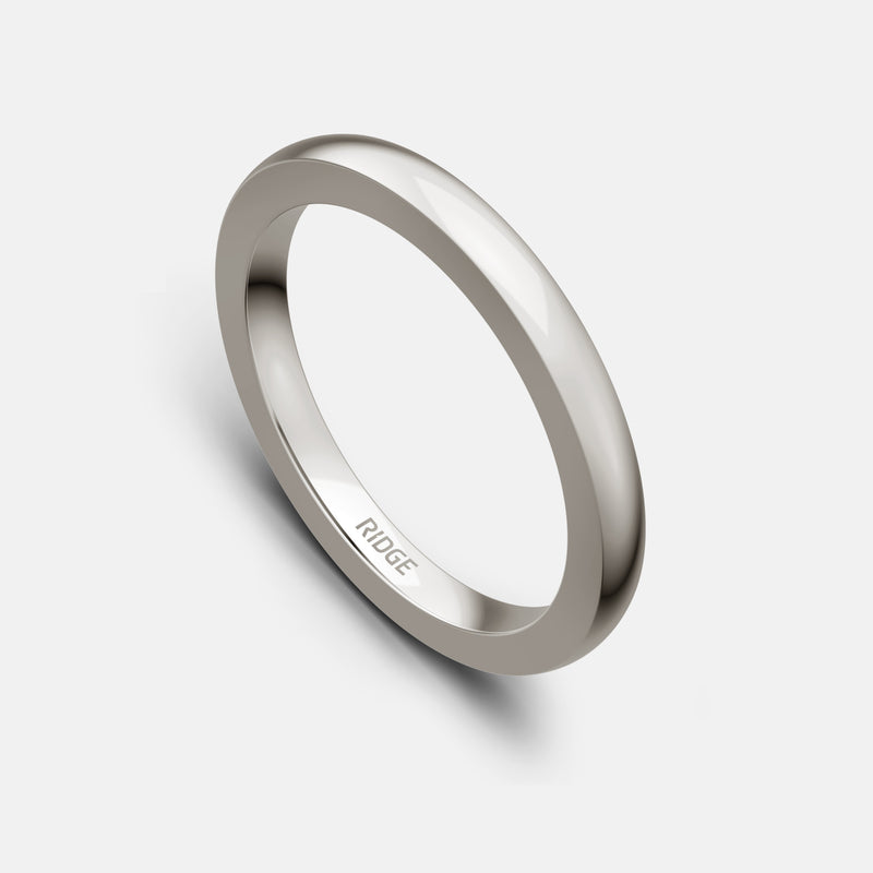 2mm Rounded Ring Set - 14K White Gold